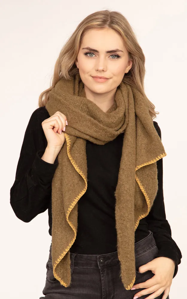 MS0200 Stitch Trim Solid Oblong Scarf