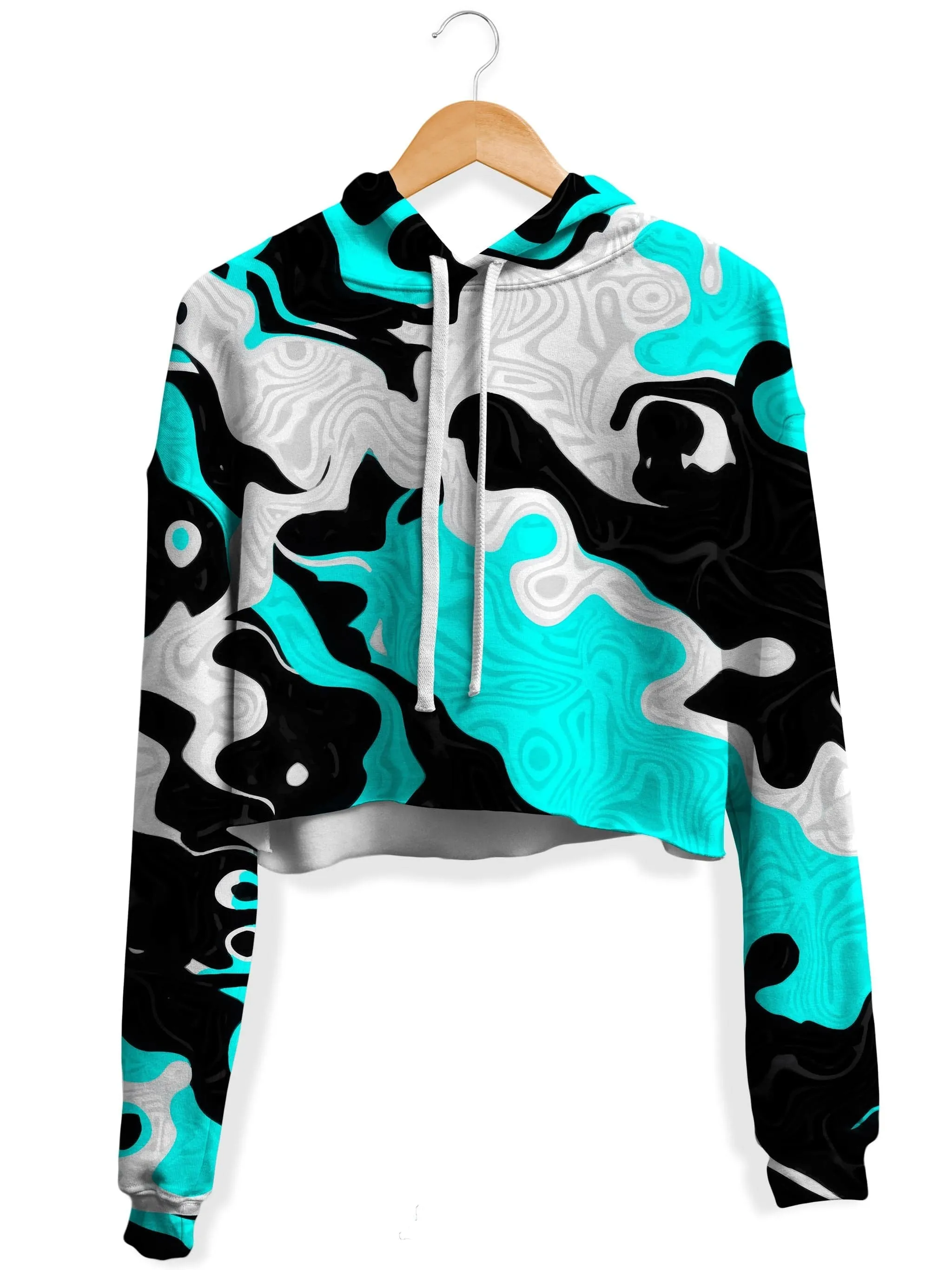 Oil Spill Rave Camo Fleece Crop Hoodie