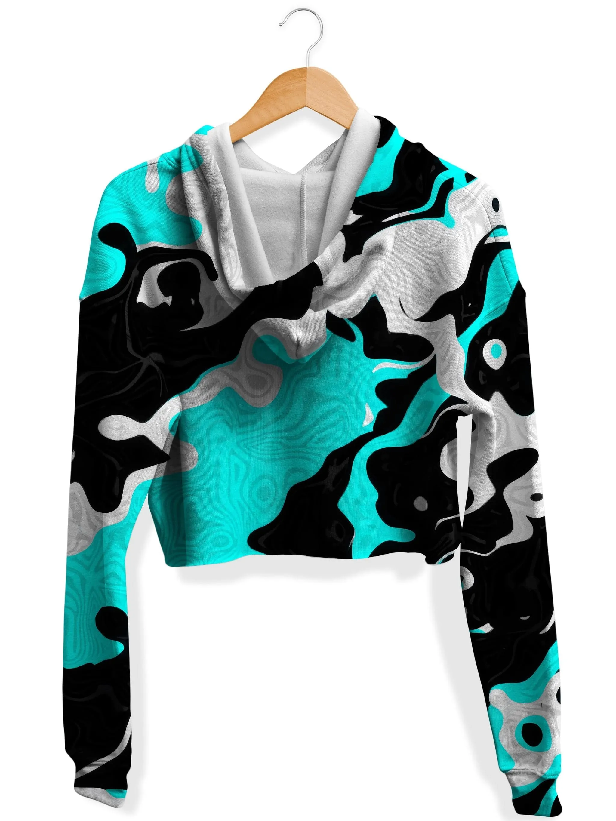 Oil Spill Rave Camo Fleece Crop Hoodie