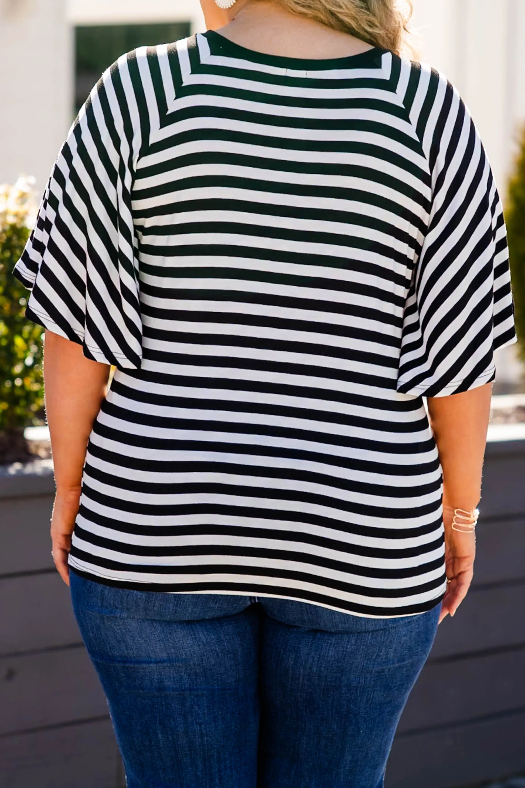 One's True Stripes Top, Black/Ivory