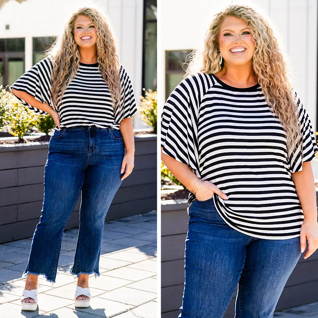 One's True Stripes Top, Black/Ivory