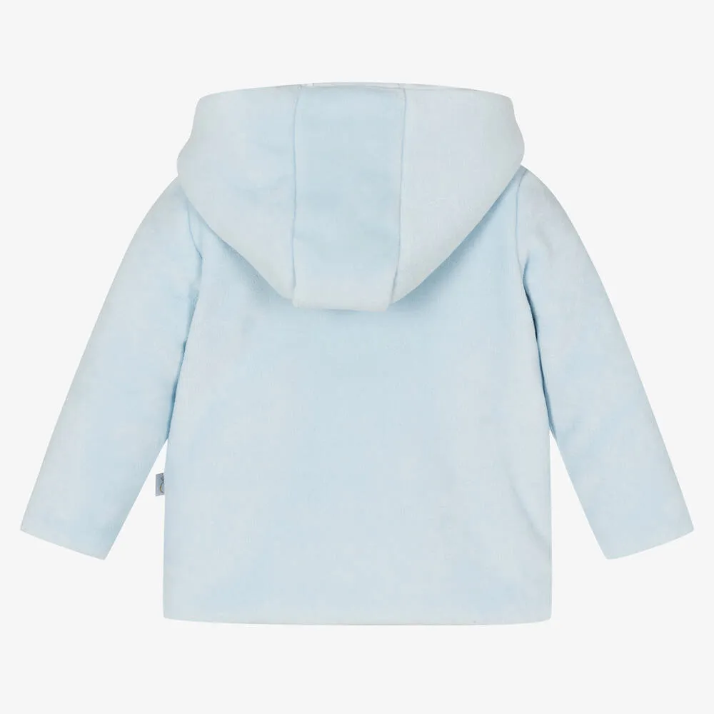 Pale Blue Velour Hooded Pram Coat