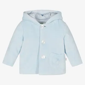 Pale Blue Velour Hooded Pram Coat