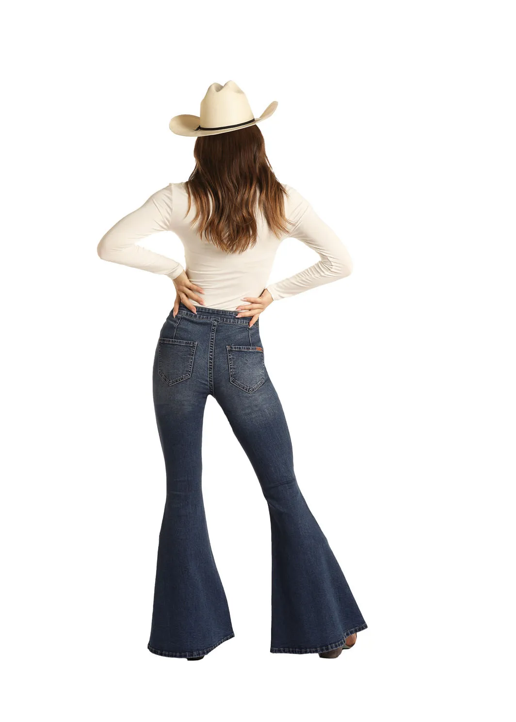 Panhandle Slim Womens Juniors Button Bell Jeans