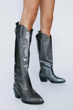 Patent Glitter Western Boots