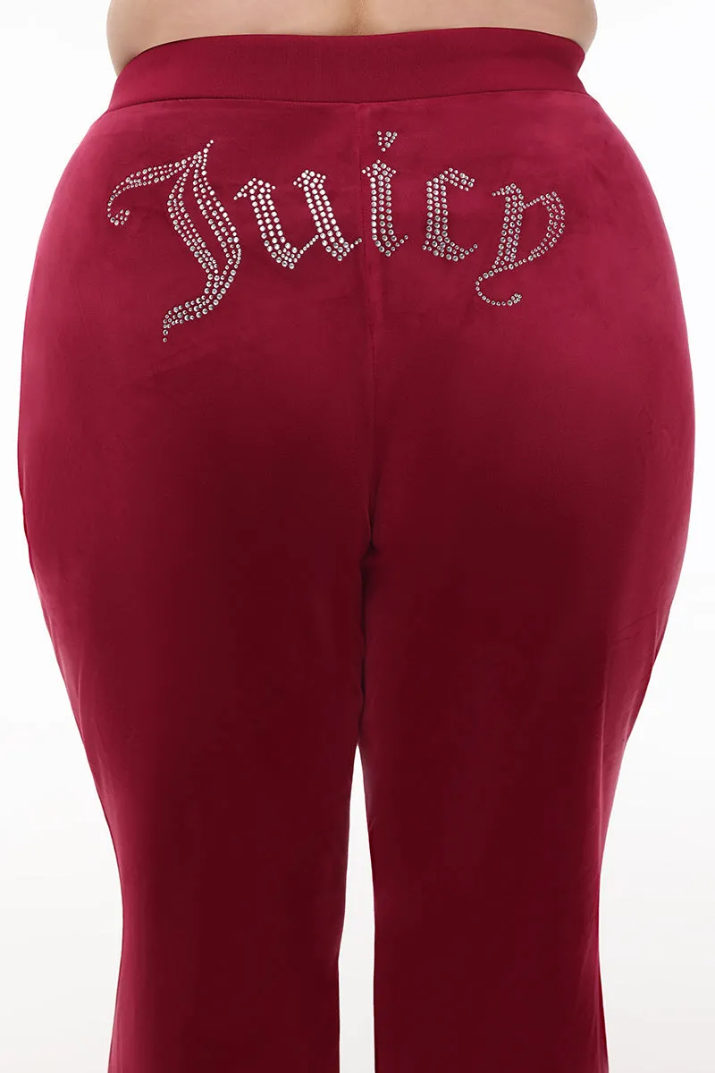 Plus-Size OG Big Bling Velour Track Pants