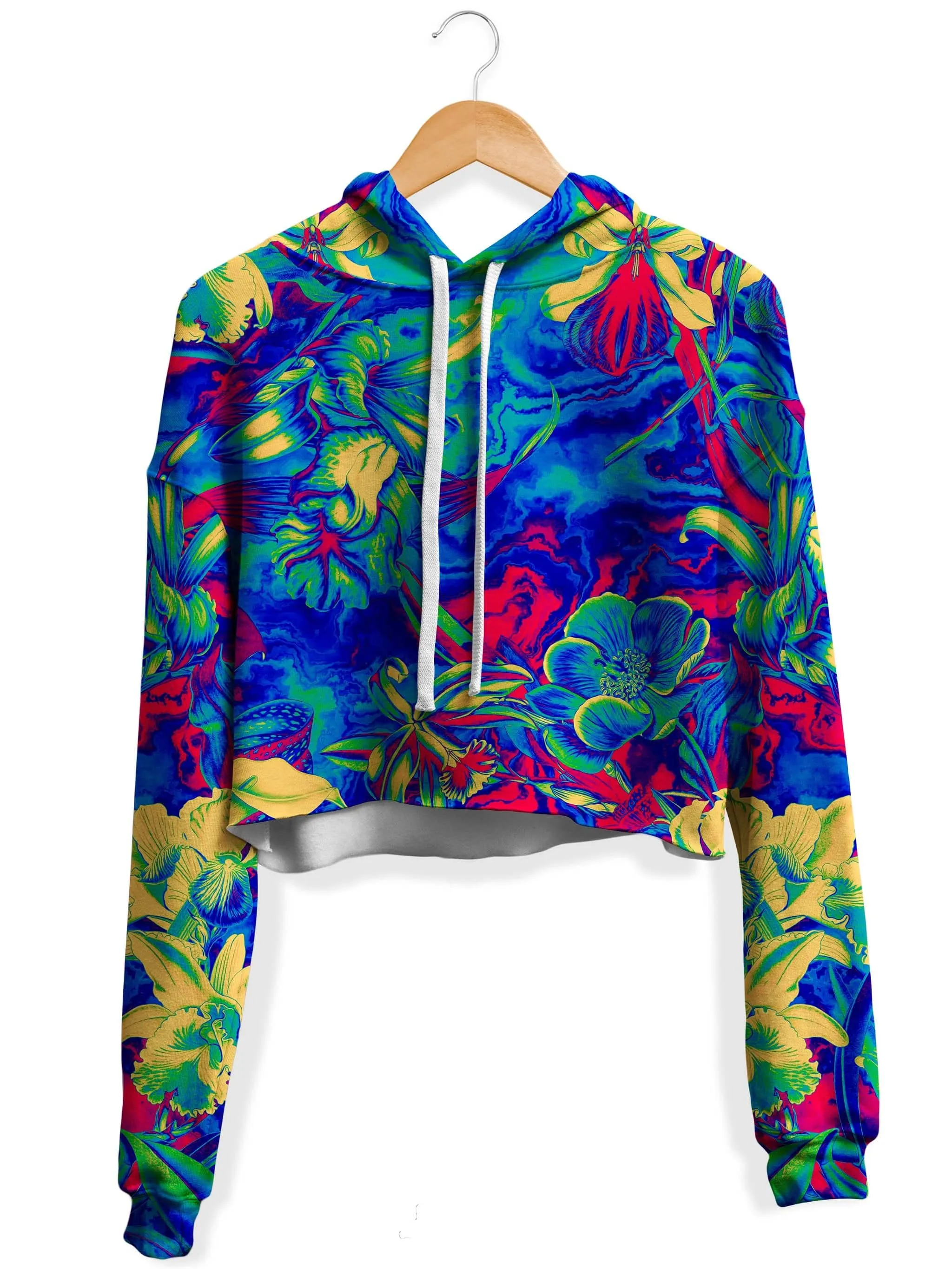 Poisonous Flowers Fleece Crop Hoodie