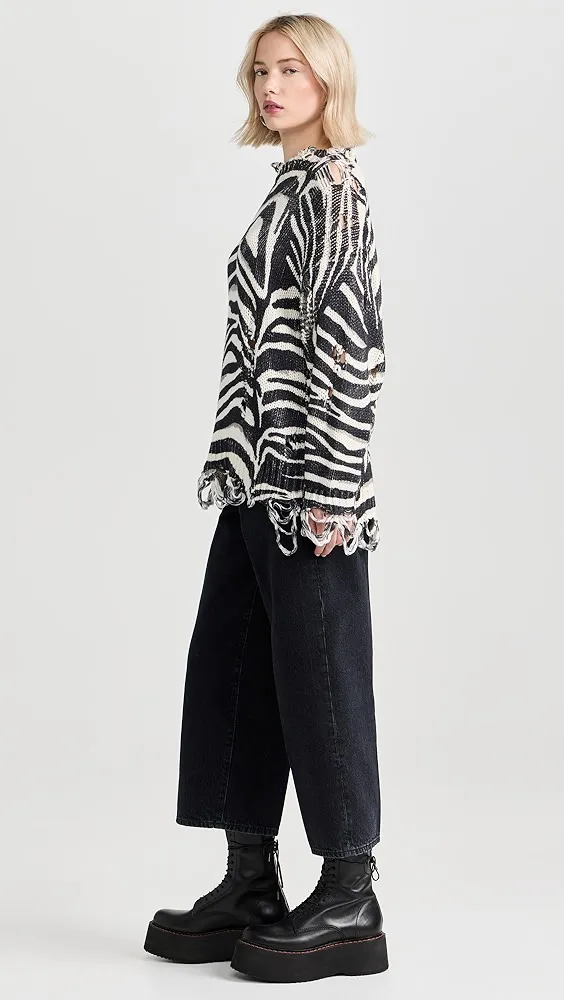 R13   Zebra Oversized Sweater 