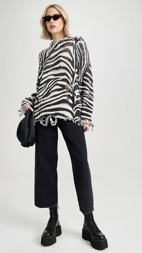 R13   Zebra Oversized Sweater 