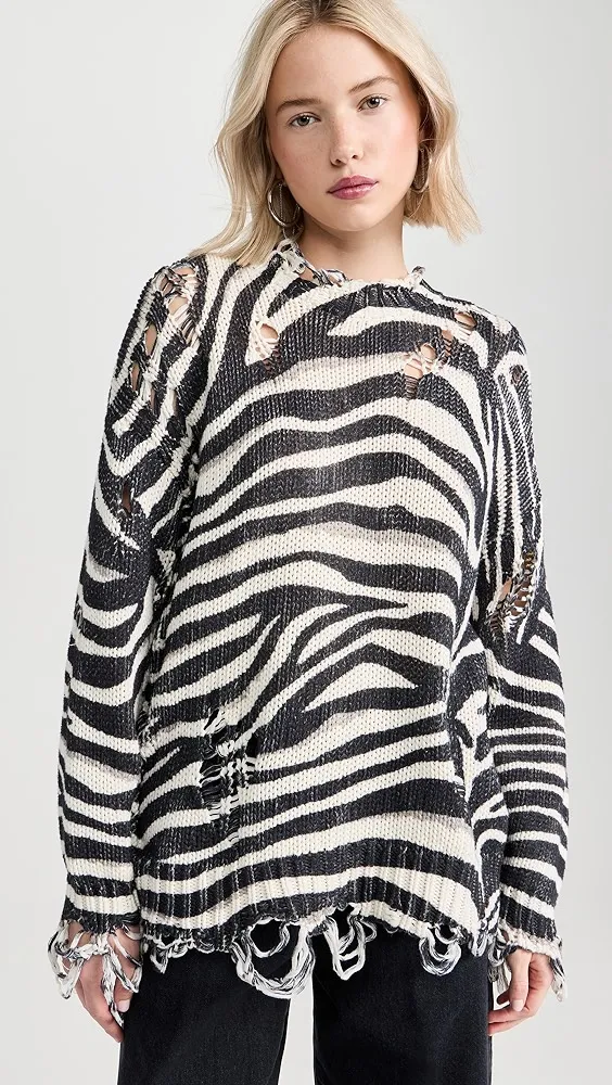 R13   Zebra Oversized Sweater 