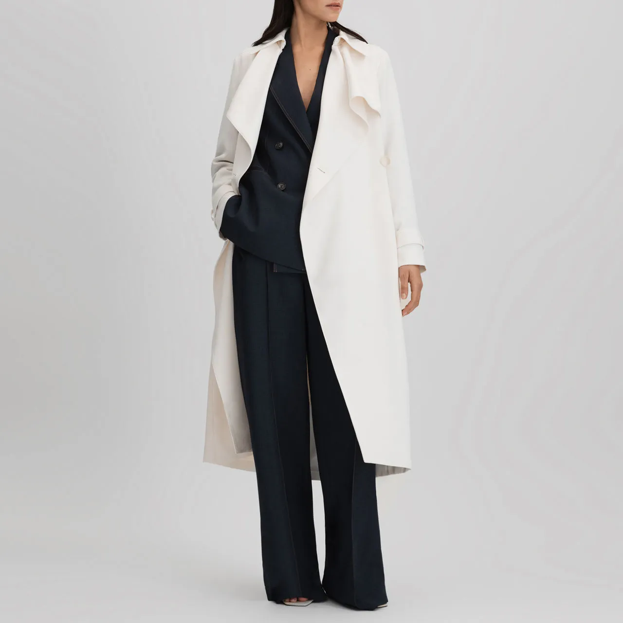 REISS Etta Trench Coat - White