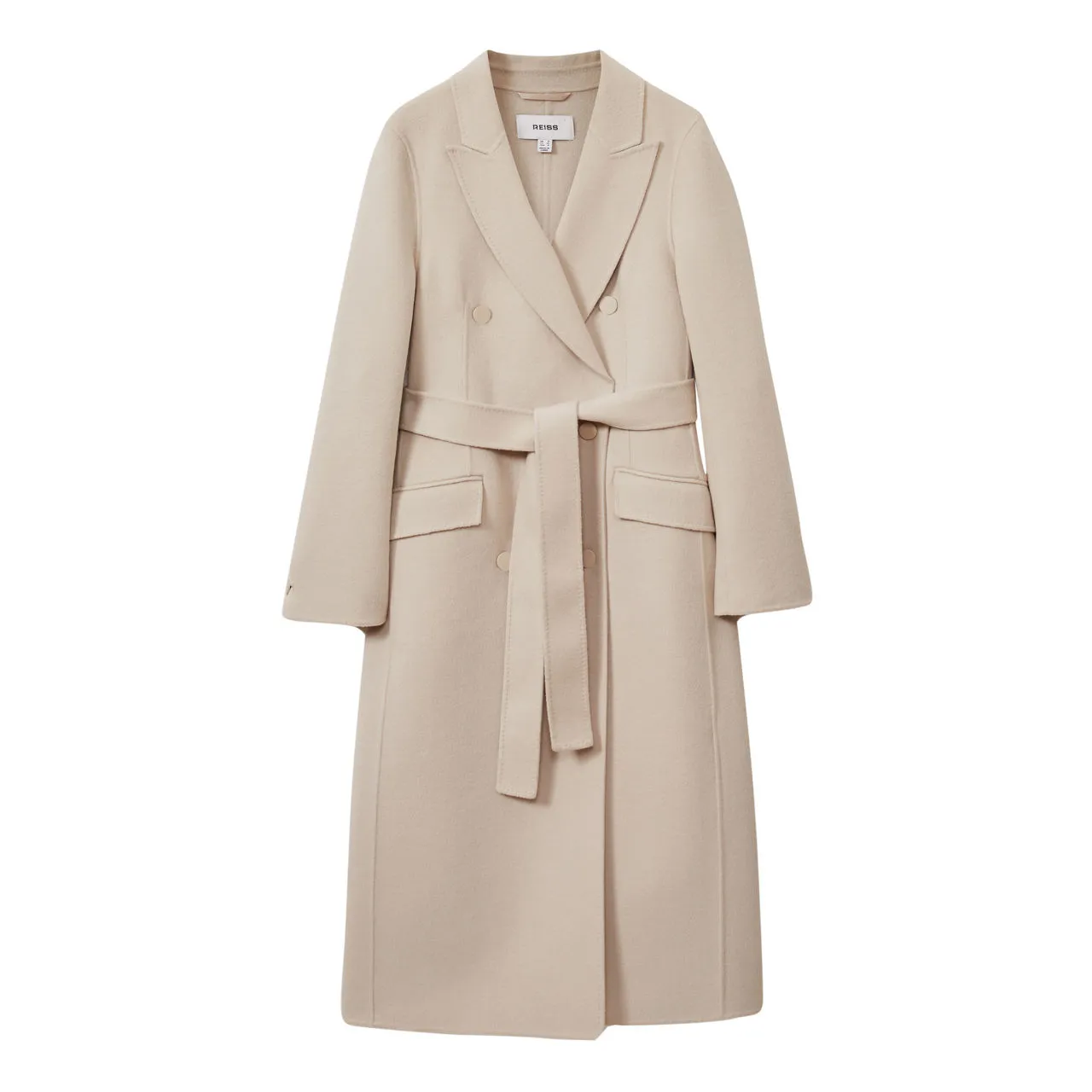 REISS Maeve Double-Breasted Trench Coat - Beige