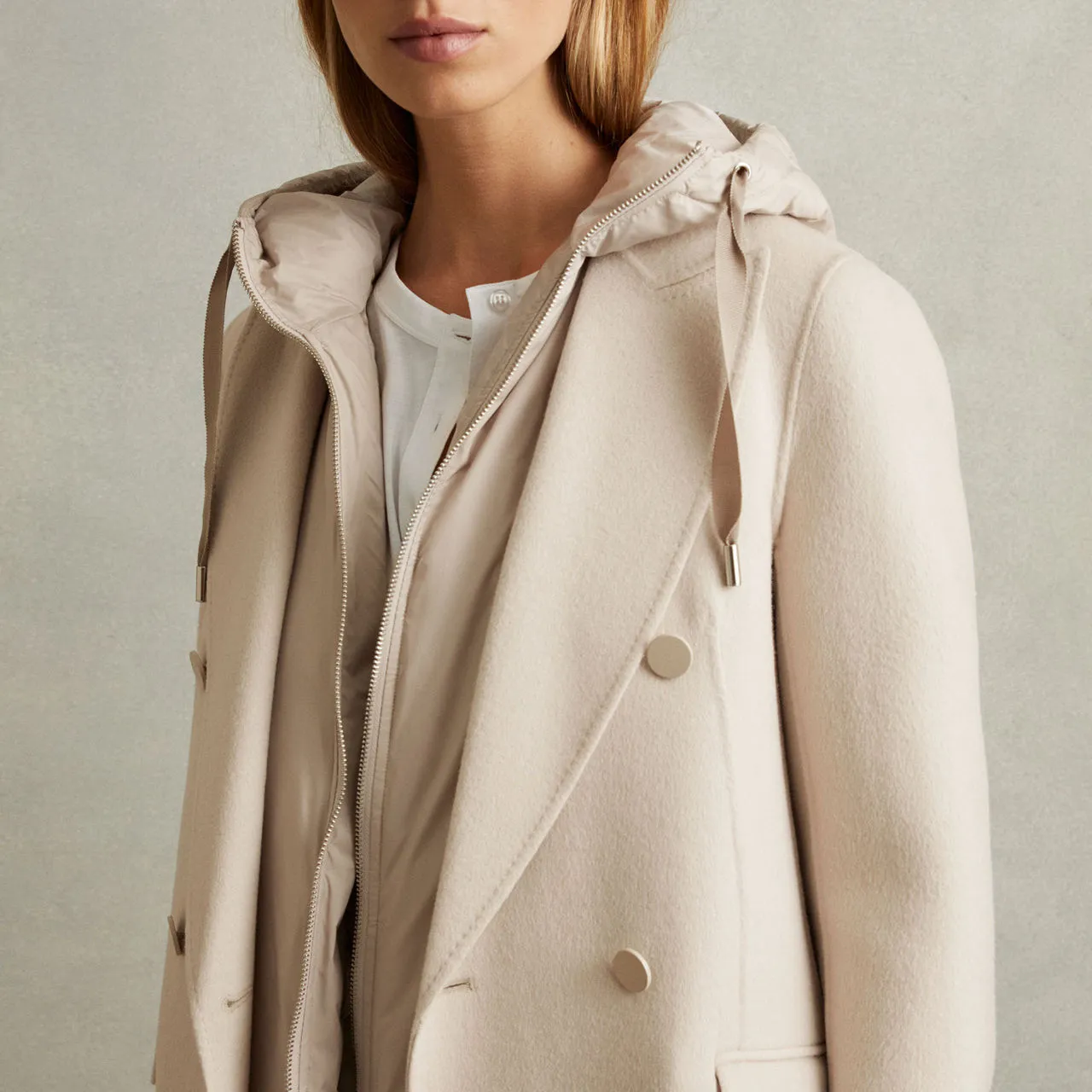 REISS Maeve Double-Breasted Trench Coat - Beige