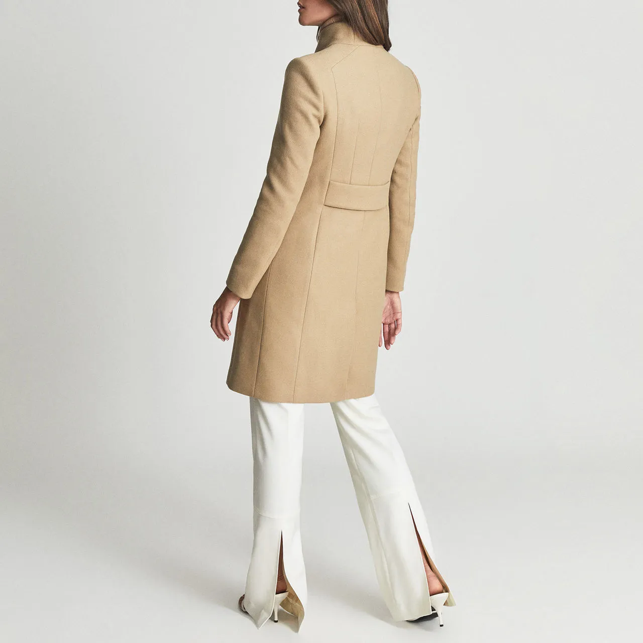 REISS Mia Asymmetric Wrap Coat - Brown