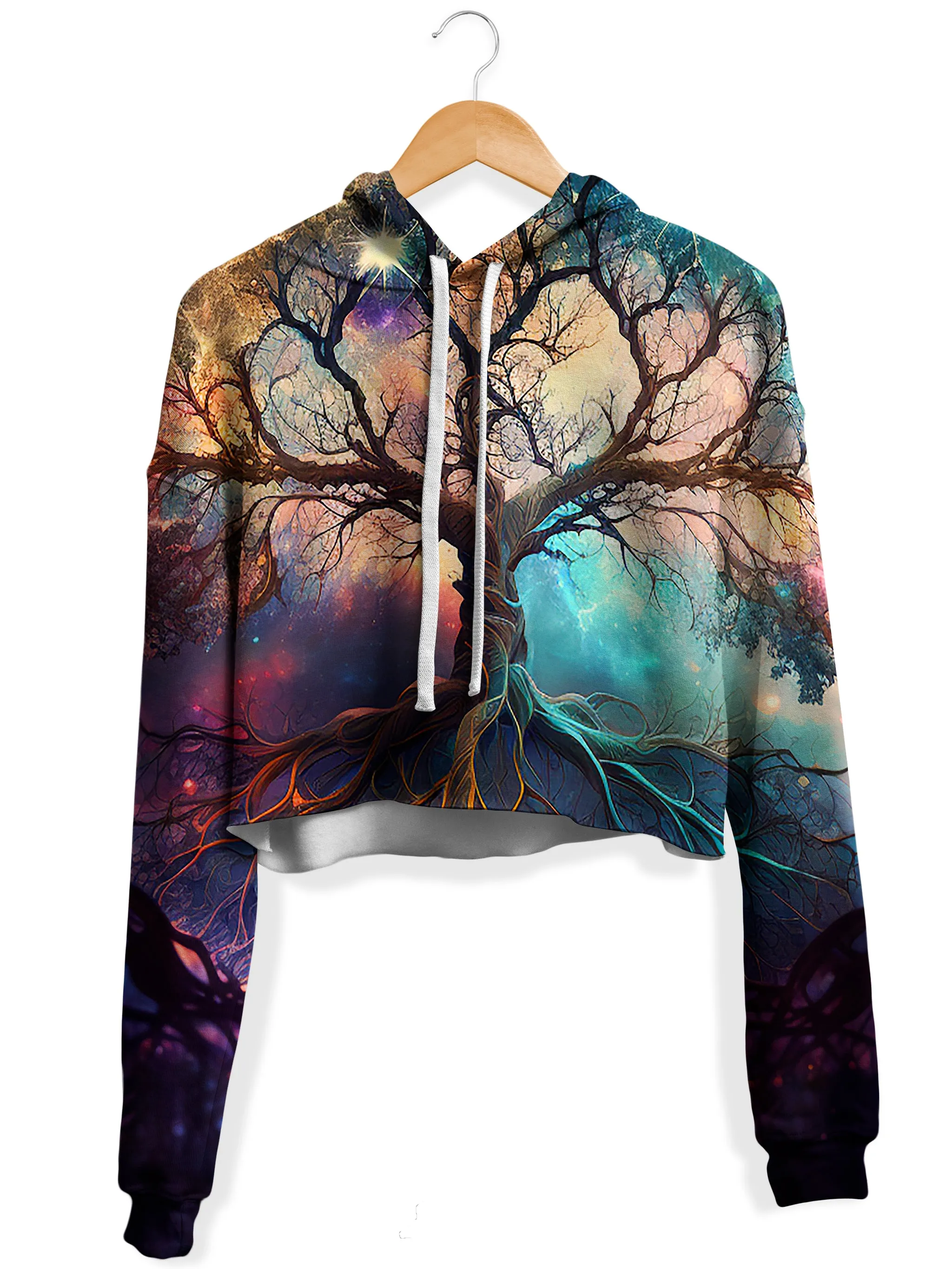 Rooted Universe Fleece Crop Hoodie