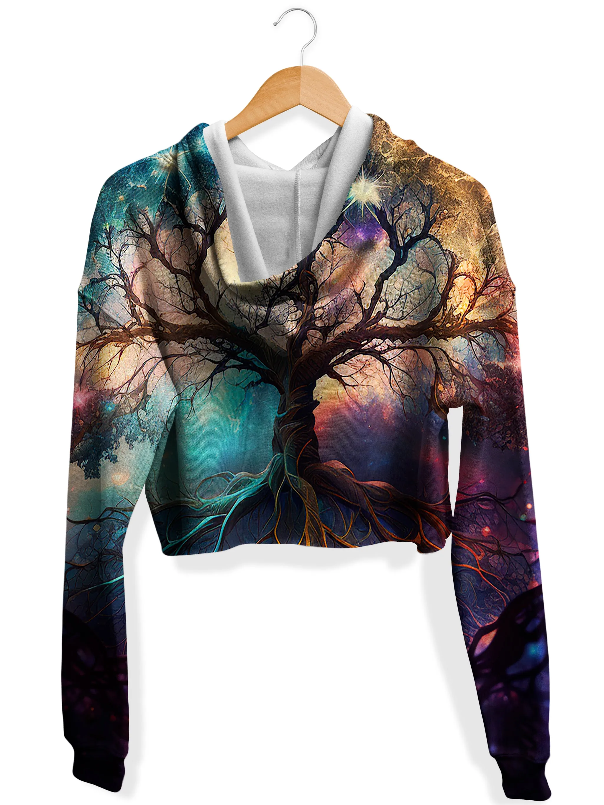 Rooted Universe Fleece Crop Hoodie