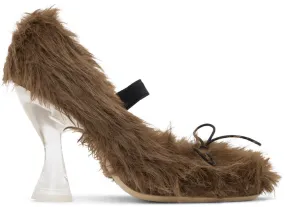 Simone Rocha Brown Faux-Fur Ballerina Heels