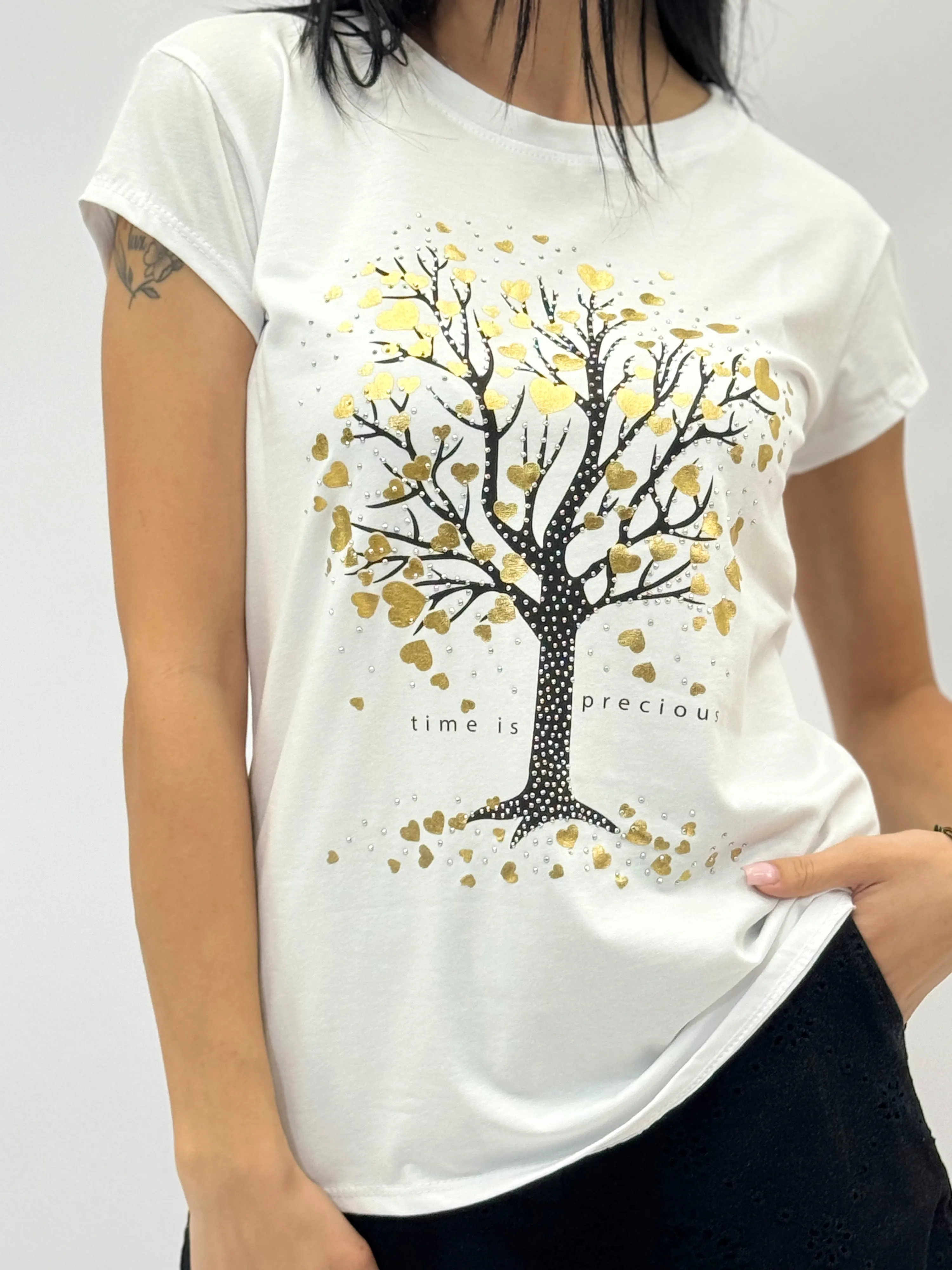 T-shirt con stampa albero