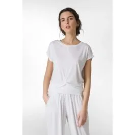 T-shirt in viscosa con nodo donna Bianco