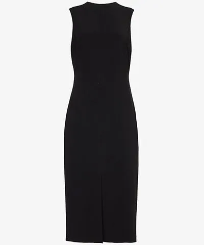 Theory Womens Black Slit sleeveless woven-blend midi dress