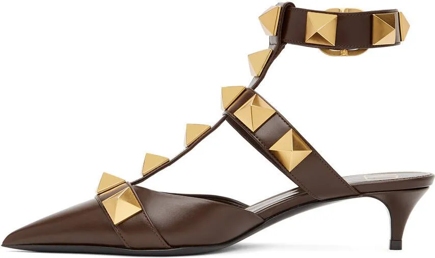 Valentino Garavani Brown Medium Roman Stud Heels