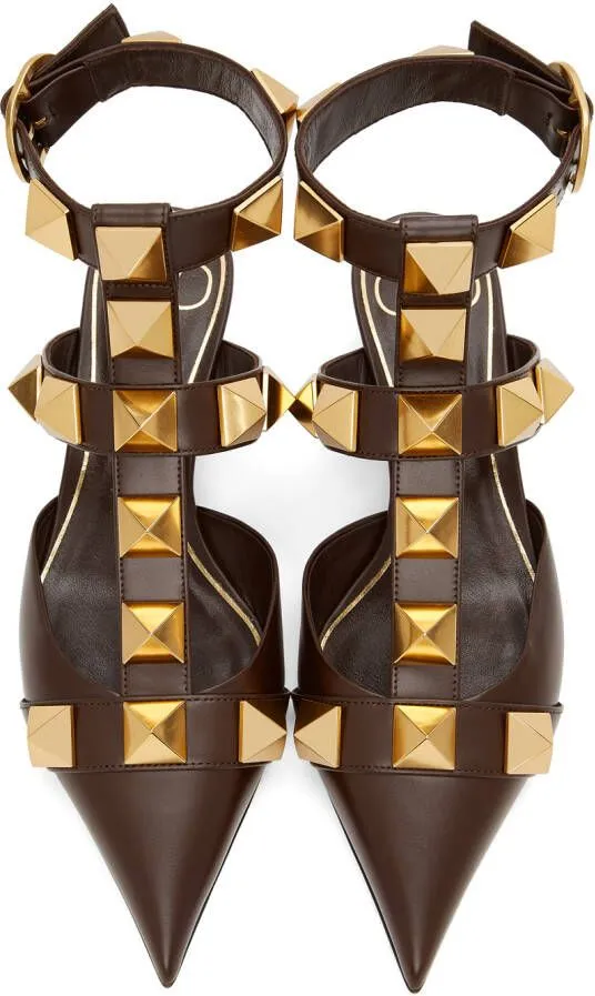 Valentino Garavani Brown Medium Roman Stud Heels