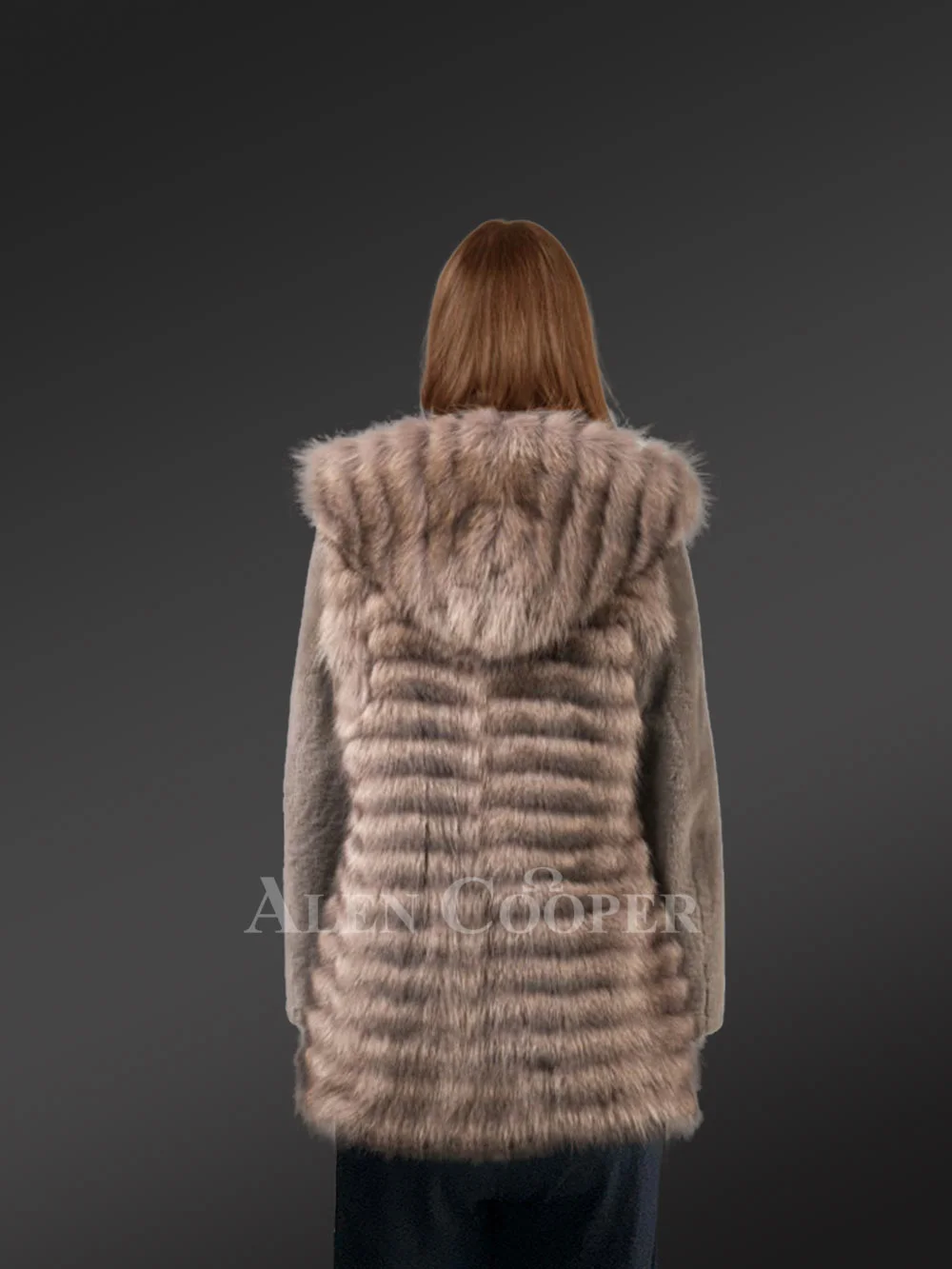 Womens Fusion Fur Coat in Brown