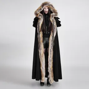 Women's Gothic Woolen Hooded Maxi Coat