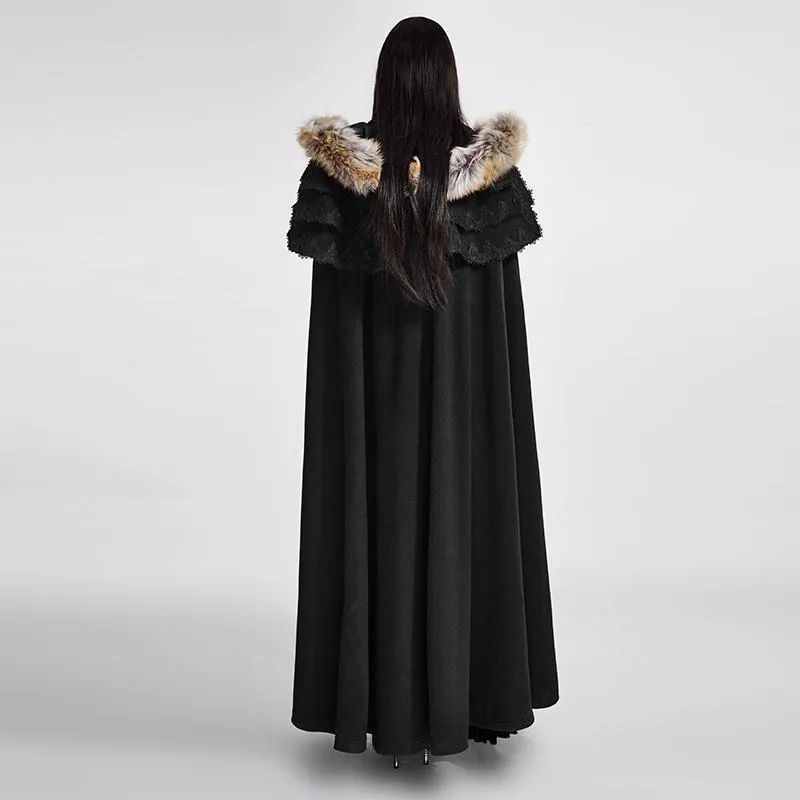 Women's Gothic Woolen Hooded Maxi Coat