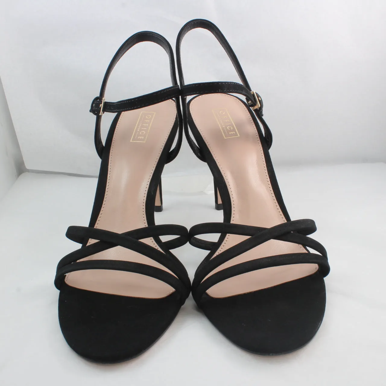 Womens Office Mood Strappy Two Part Stilettos Black Nubuck