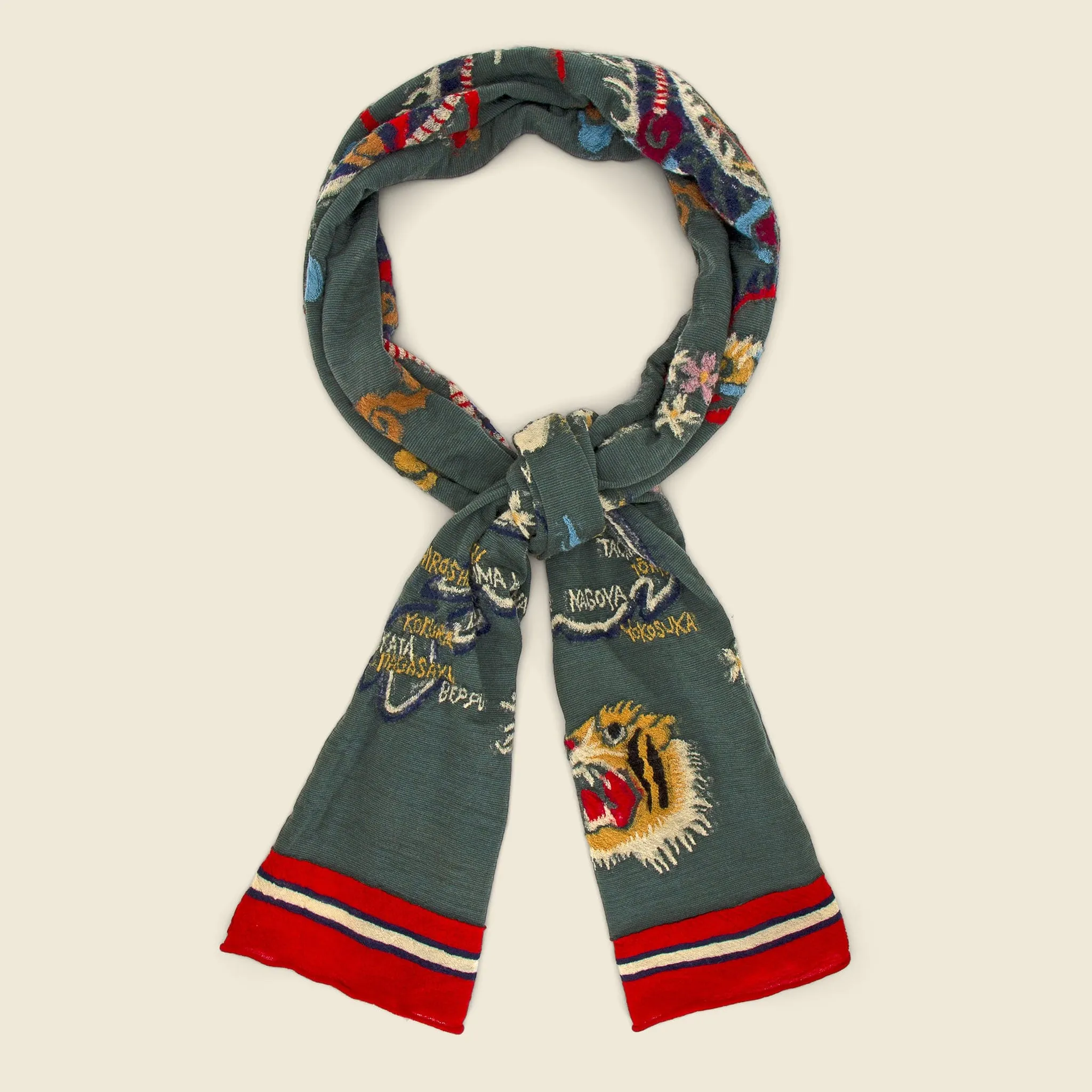 Wool HAPPY SOUVENIR Scarf - Green