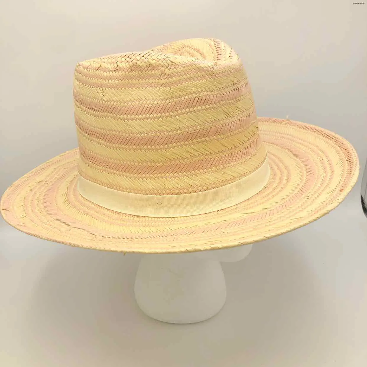 WYETH Beige Pink Straw Stripe Hat