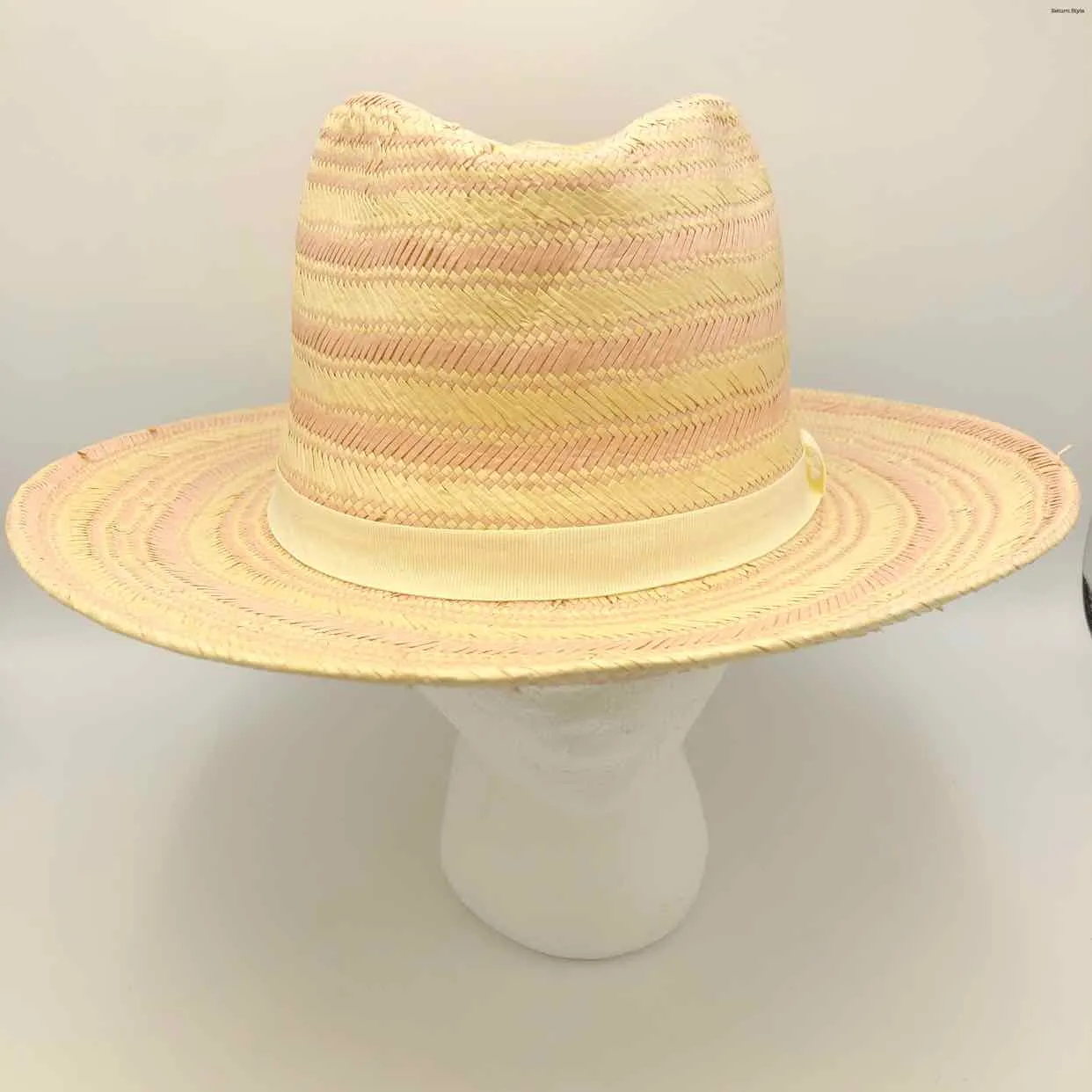 WYETH Beige Pink Straw Stripe Hat