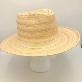 WYETH Beige Pink Straw Stripe Hat