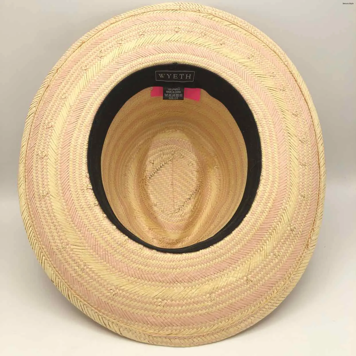 WYETH Beige Pink Straw Stripe Hat